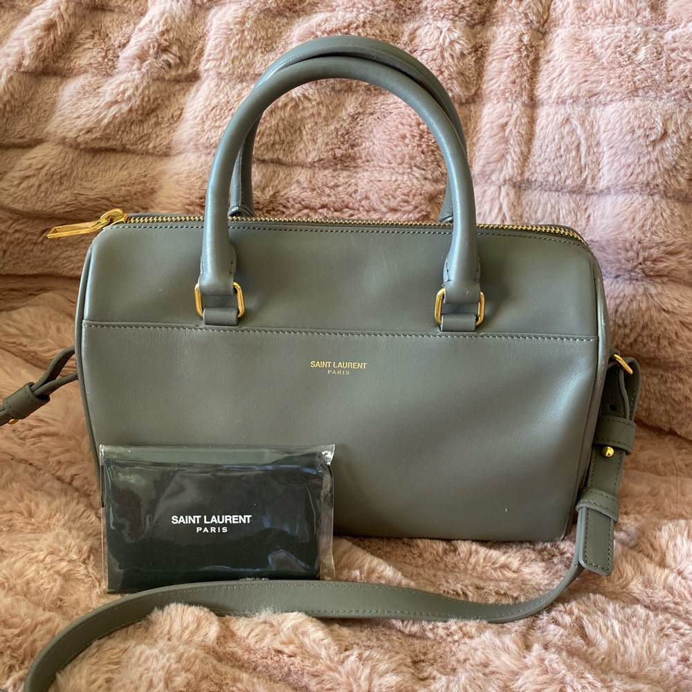 Saint Laurent Grey Leather Classic Baby Duffle